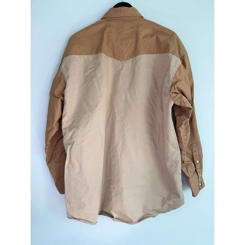 Wrangler Two-Tone Tan and Camel Button-Down Work Shirt